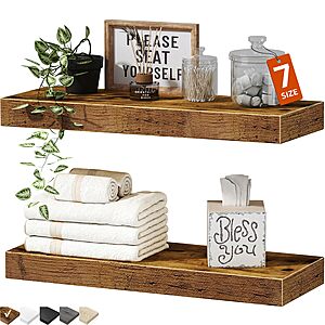 [Prime] 2-Pack 15.7" QEEIG Bathroom Floating Shelves (Rustic Brown) $9.47 + Free Shipping