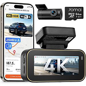 Prime: 70mai A810 Lite 4K Front & 1080P Rear Dash Cam w/ 5GHz Wi-Fi 6, GPS & 24-Hour Parking Mode $79.99 + Free Shipping