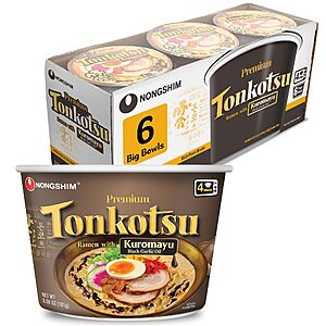 Nongshim Tonkotsu Ramen with Kuromayu Noodle Big Bowl, 3.56 Ounce (Pack Of 6)~$9.36 With S&S @ Amazon
