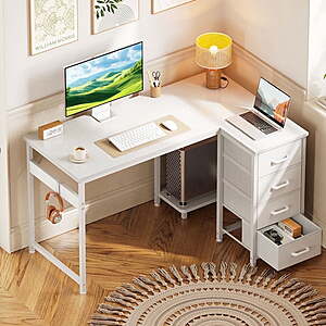 48" Computer Desk w/ 4 Fabric Drawers & Side Hook (White) $42.99 + Free Shipping