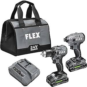 FLEX 24V Brushless Cordless 2-Tool Compact Combo Kit: 1/2-Inch 2-Speed Drill Driver and 1/4-Inch Hex Impact Driver with (2) 2.5Ah Lithium Batteries $129.99