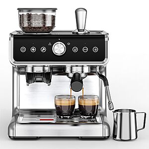 Prime Members: EUHOMY Espresso Machine with Grinder, 20 Bar Professional Espresso Coffee Maker $210.56