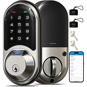 [Prime] Veise RZ07 7-in-1 Fingerprint Smart Lock for Front Door w/ App Control & Auto-Lock (Satin Nickel) $66.48 + Free Shipping