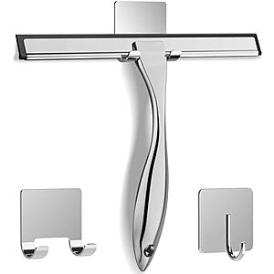 [Prime] $9.48* | Docrok All-Purpose Stainless Steel Shower Squeegee w/ 2x Adhesive Hooks at Amazon
