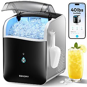 Prime Members: EUHOMY Smart Nugget Ice Maker Countertop, Pebble Ice Maker Machine with APP/Alexa Control, 40lbs/24H $189.99