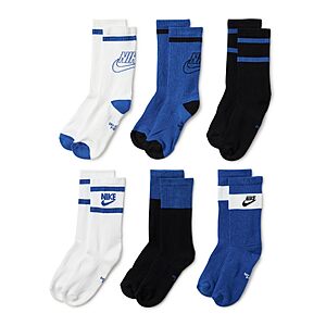 Nike Unisex Kids Everyday Cushioned Crew Socks (6 Pairs), White/Black/Game Royal, Medium $13.2