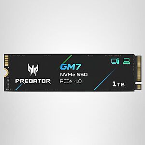 Acer Predator GM7 2TB SSD: M.2 2280 PCIe Gen 4 x4 NVMe 2.0, Read Speed Up to 7400 MB/s, Internal PC Solid State Drive for Laptop, Desktop and PS5 - BL.9BWWR.119 $245.99