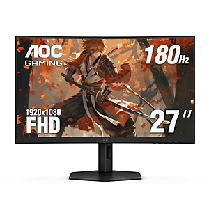 Certified Refurbished 27" AOC C27G4X VA Curved Gaming Monitor FHD 1920x1080 180Hz HDR10 0.5ms $88 + Free Shipping