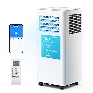 Prime Members: EUHOMY Portable Air Conditioners 14,000 BTU, 5-in-1 Portable AC Unit Up to 650 Sq.Ft., with LED Remote & 24H Timer, Installation Kits $379.99