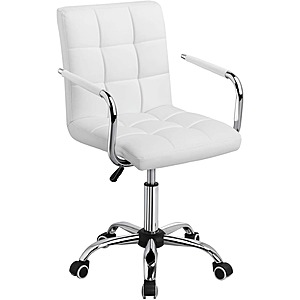 Prime Members: Yaheetech White PU Leather Mid-Back Office Chair (White) $50.65 + Free Shipping