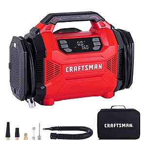 $71.96: CRAFTSMAN Dual Power Tire Inflator Portable Air Compressor, 12V DC Car Plug & 120V AC, Up to 150 PSI