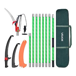 $53.46: VEVOR Manual Pole Saw, 3.87-27 ft Extendable Pole Tree Pruner with Scissors, Sharp 65Mn Steel Blade, Fiberglass Handle Pole