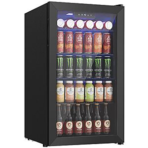 Icyglee Beverage Refrigerator Cooler, 126 Can Mini Fridge with Glass Door, Adjustable Removable Shelves $178.99
