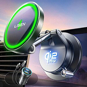 LISEN Qi2.2 25W MagSafe Car Mount Charger $18.98 with coupon