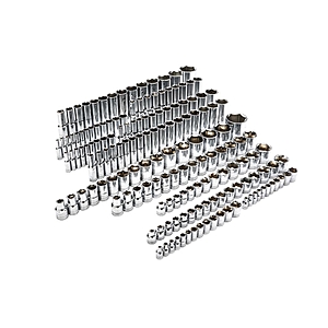 GEARWRENCH 163 Piece 1/4 Inch, 3/8 Inch & 1/2 Inch Drive 6 Point Standard and Deep SAE/Metric Master Socket Set - $119.2