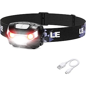 Prime Members: Lepro LED 300lm Rechargeable Headlamp w/ USB Cable $9.48 + Free Shipping