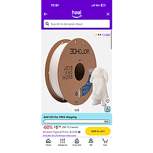 50 percent off filament on Haul $10.39