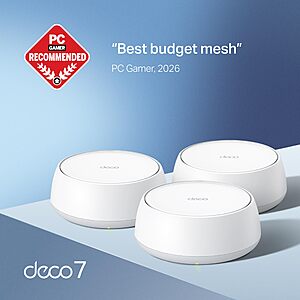 169.99* | 3-Pk TP-Link Deco BE25 Dual-Band WiFi 7 Mesh System + 15% coupon + 15% Back w/ Prime Visa Card at Amazon $169.99