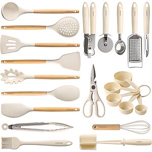 [Prime] 22-Piece CAROTE Silicone Cooking Utensils Set (Cream White) $29.99 + Free Shipping