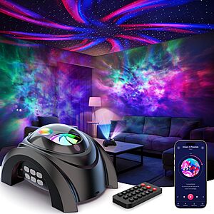 Prime: Rossetta Dual Lens Galaxy Projector w/ 58 Light Effects, White Noise & Bluetooth Speaker (Black) $13.99 + Free Shipping