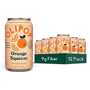 OLIPOP Prebiotic Soda Pop, Orange Squeeze, A New Kind of Soda Packed with Prebiotics, Fiber, and Botanicals, Gluten Free, GMO Free, 12oz (12-Cans) $1.2