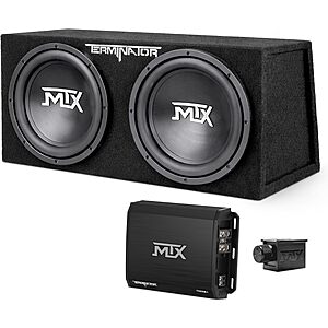 MTX Terminator 12" 1200W Dual Loaded Car Subwoofer w/ Enclosure & Amplifier $251.56 + Free Shipping