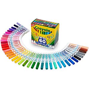 Prime Members: Crayola Ultra Clean Washable Markers (40ct), Teacher School Supplies for Kids, Broad Line Colored Markers, Coloring Book & Art Marker Set, Ages 3+ $12.99