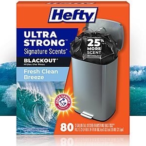 80-Ct 13-Gallon Hefty Ultra Strong Signature Scents (Various Scents) $9.49 w/ S&S + Free Shipping w/ Prime or on $35+