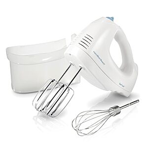 $18.95: Hamilton Beach 6-Speed Electric Hand Mixer with Whisk, Traditional Beaters, 250 Watts, White