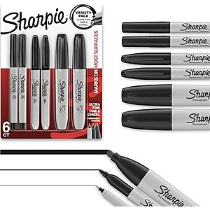 [SnS] $3.30* | 6-Count Sharpie Permanent Markers Variety Pack (Black) at Amazon