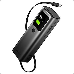 Sharge Retractable 165 Power Bank with Built-in Cable 165W Total Output 20000mAh Power Bank
