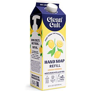 Prime, Cleancult Liquid Hand Soap Refill - Lemon Verbena - Moisturizes Dry & Sensitive Skin - Made with Aloe Vera & Essential Oils -  32 oz, $4.27