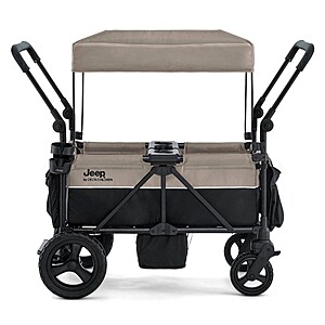 Jeep Wrangler Mojave All-Terrain 2- Seater + Stroller Wagon with Built-In Standing Board by Delta Children - Tan/Black $191.99