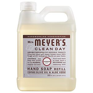 [S&S] $5.97: MRS. MEYER'S CLEAN DAY Hand Soap Refill, Lavender Scent, 33 Fl Oz Bottle