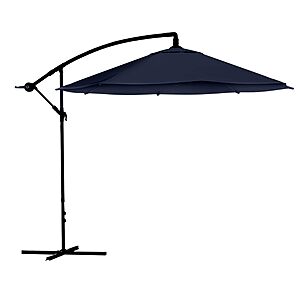 10 Ft Offset Cantilever Patio Umbrella - Fade-Resistant Shade Umbrella Outdoor Patio Canopy with Cross Base for Garden, Lawn, Deck, Yard or Pool by Pure Garden (Navy Blue) $47