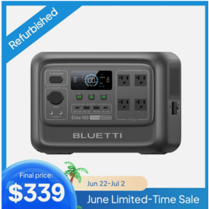 BLUETTI Elite 100 V2 1024Wh 1800W Portable Power Station for Camping Refurbished $339