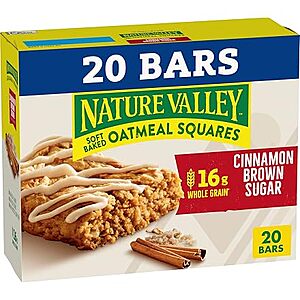 Nature Valley Soft Baked Oatmeal Squares, Cinnamon Brown Sugar, 20 Bars, 24.8 oz $7.27