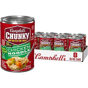 Campbell’s Chunky Soup, Healthy Request Chicken Noodle Soup,16.1 Oz (Pack of 8)~$11.61 With S&S @ Amazon
