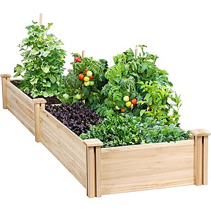 Prime Members: 8' x 2' Yaheetech Wooden Raised Garden Bed w/ Divider $45 + Free Shipping