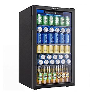 Prime Members: EUHOMY Mini Fridge 130 Can Beverage Refrigerator Cooler Glass Door for Soda Wine Beer $178.99