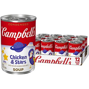 Campbell’s Condensed Kids Chicken and Stars Soup, 10.5 oz Can (12 Pack)~$9.39 With S&S @ Amazon