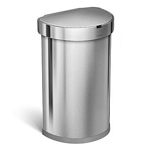 simplehuman 45 Liter / 12 Gallon Semi-Round Automatic Sensor Trash Can, Brushed Stainless Steel $118.49
