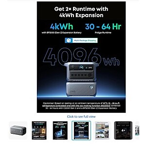 $500 Anker SOLIX BP2000 Expansion Battery (Gen 2), 2,046Wh LiFePO4 Battery - Amazon or Anker