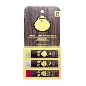 [Prime] 3-Pack Sun Bum SPF30 Sunscreen Lip Balm (Coconut/Banana/Watermelon) $6.04 ($2.01 each) w/ S&S + Free Shipping