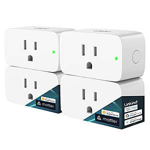 Linkind Matter Smart Plug, WiFi Smart Outlet 15A 1800W, Works with Apple Home Siri Alexa Google Home SmartThings $23.74