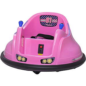 Flybar 6V Bumper Car for Toddlers Pink, Electric Ride on Toy for Kids Ages 1.5-4 with LED Lights & Safety Belt, 360 Degree Spin, Max Weight of 66 lbs $60