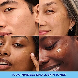 Supergoop! Unseen Sunscreen - Clear & Invisible Face Sunscreen + Broad Spectrum + Makeup-Gripping Primer - Weightless, Scentless, Oil Free - For All Skin Types & Tones $24 - Amazon