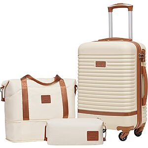 [Prime] 3-Piece Coolife Hardshell Luggage Set w/ TSA Lock & Spinner Wheels (White) $56.97 + Free Shipping