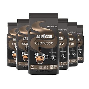 S&S Lavazza Espresso Whole Bean Coffee, Medium Roast, 100% Arabica, 2.2 lb Bag (Pack of 6) $85.94