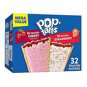 Pop-Tarts Toaster Pastries, Breakfast Foods, Kids Snacks, Value Pack, Frosted Cherry & Frosted Strawberry Variety Pack, 27oz Box (32 Pop-Tarts) $6.77